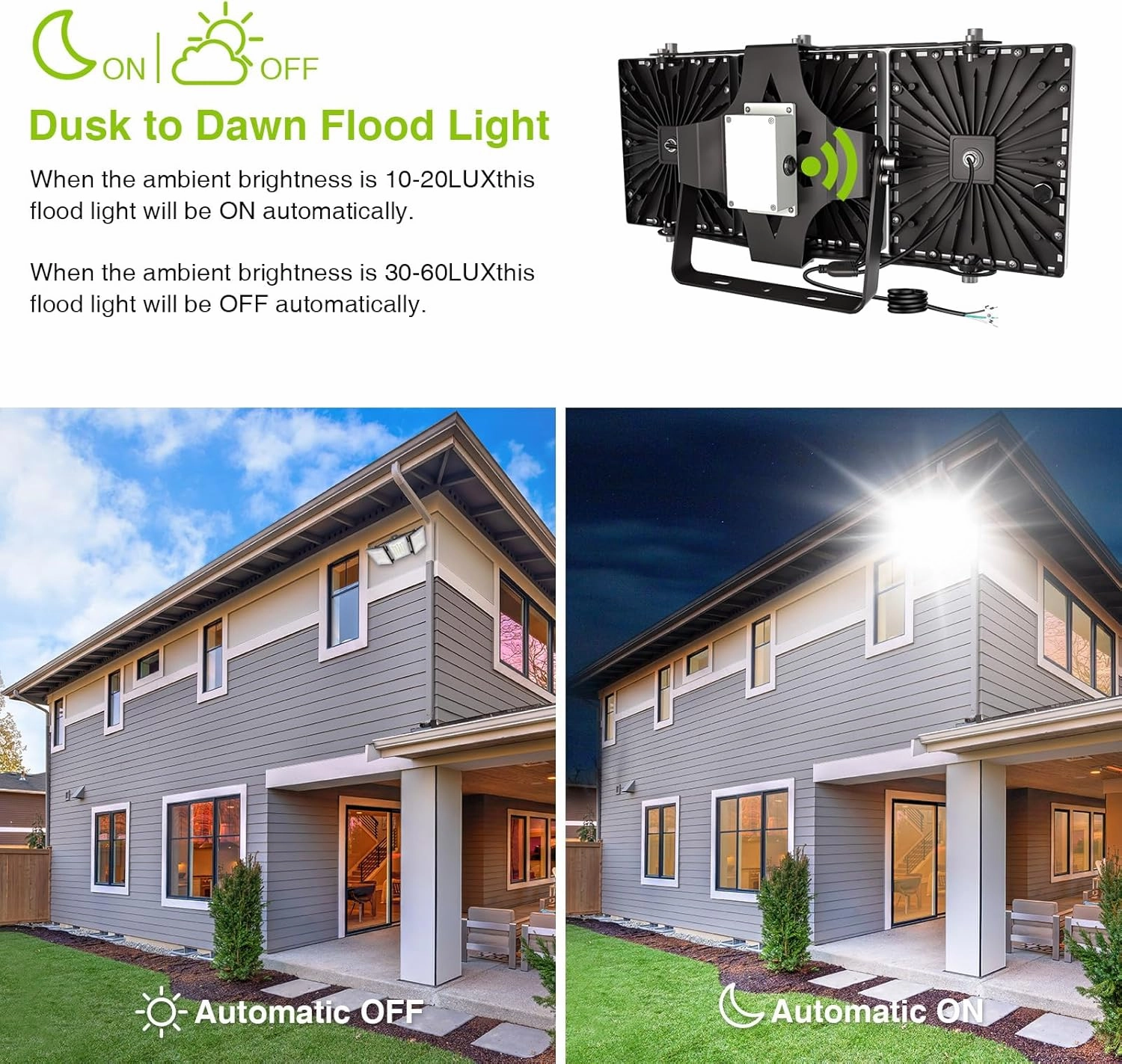 STASUN 300W Dusk to Dawn LED Flood Light, 30000lm 6000K Super Bright Outdoor Lighting, IP66 Waterproof, Wide Angle, Floodlight for Backyard, Sport Court, Parking Lot, Stadium, Arena, Commercial