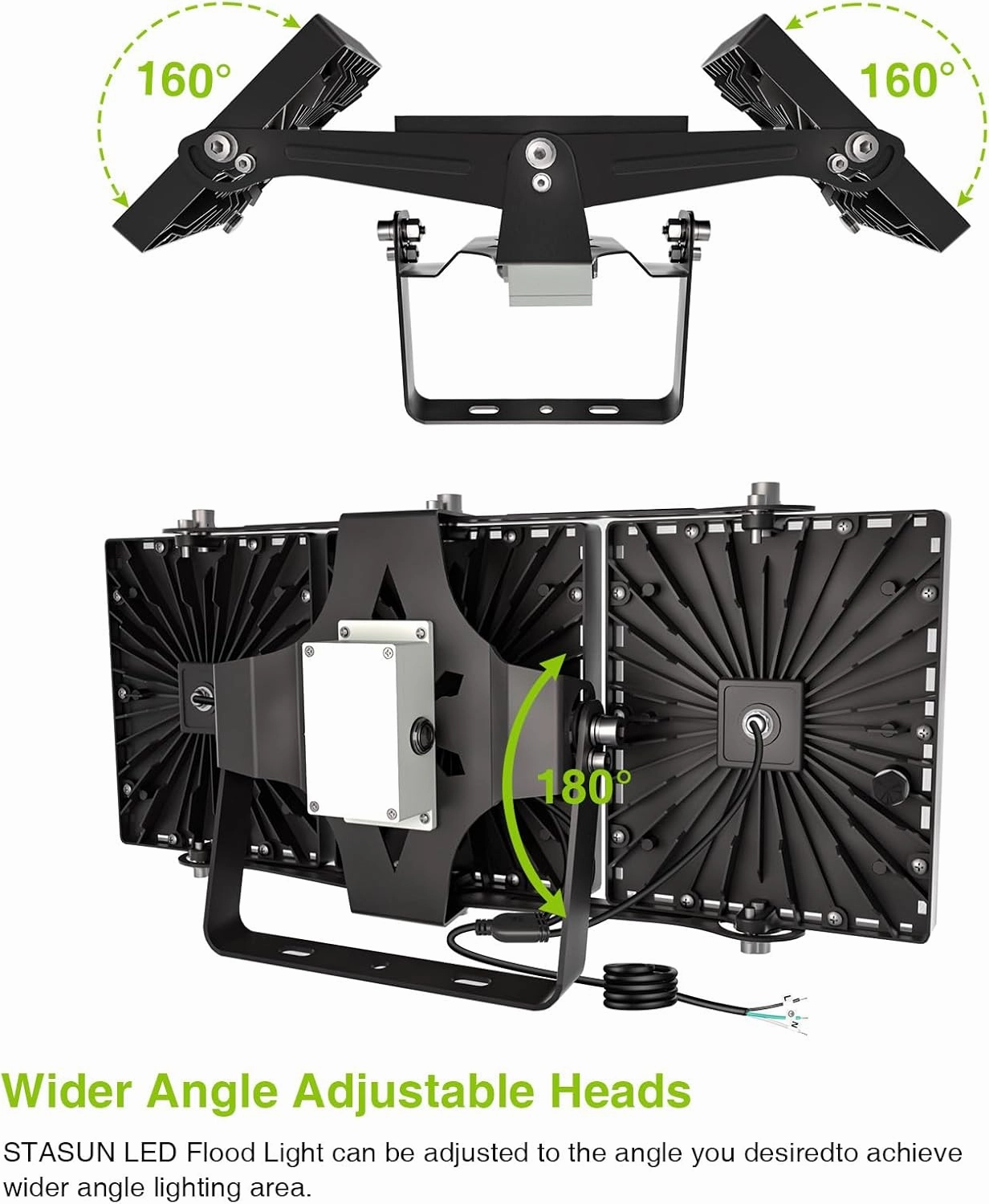 STASUN 300W Dusk to Dawn LED Flood Light, 30000lm 6000K Super Bright Outdoor Lighting, IP66 Waterproof, Wide Angle, Floodlight for Backyard, Sport Court, Parking Lot, Stadium, Arena, Commercial
