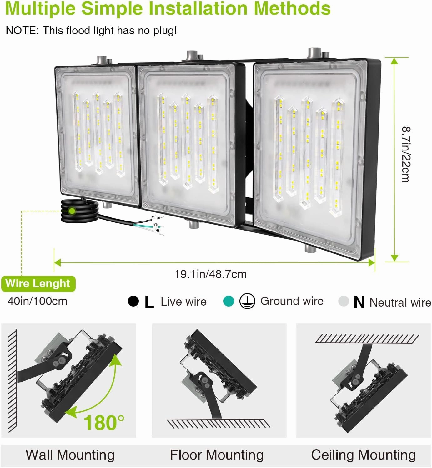STASUN 300W Dusk to Dawn LED Flood Light, 30000lm 6000K Super Bright Outdoor Lighting, IP66 Waterproof, Wide Angle, Floodlight for Backyard, Sport Court, Parking Lot, Stadium, Arena, Commercial