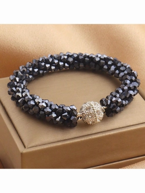 Steel Blue Crystal Bead Magnetic Bracelet