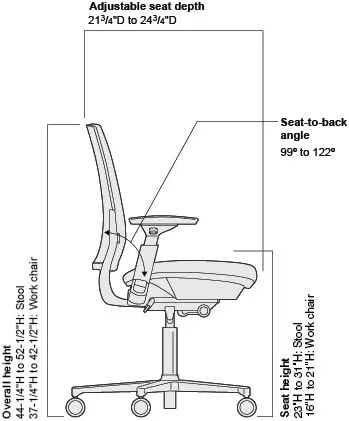 Steelcase Amia Ergonomic Office Chair with Adjustable Back Tension and Arms | Flexible Lumbar with Sliding Seat | Black Frame and Buzz2 Alpine Fabric