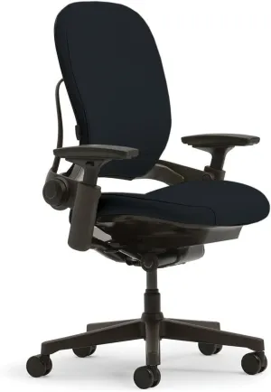 Steelcase Leap Plus Desk Chair in Buzz2 Black Fabric - 500 lb Weight Capacity - 4-Way Highly Adjustable Arms - Platinum Frame and Base - Soft Dual Wheel Hard Floor Casters