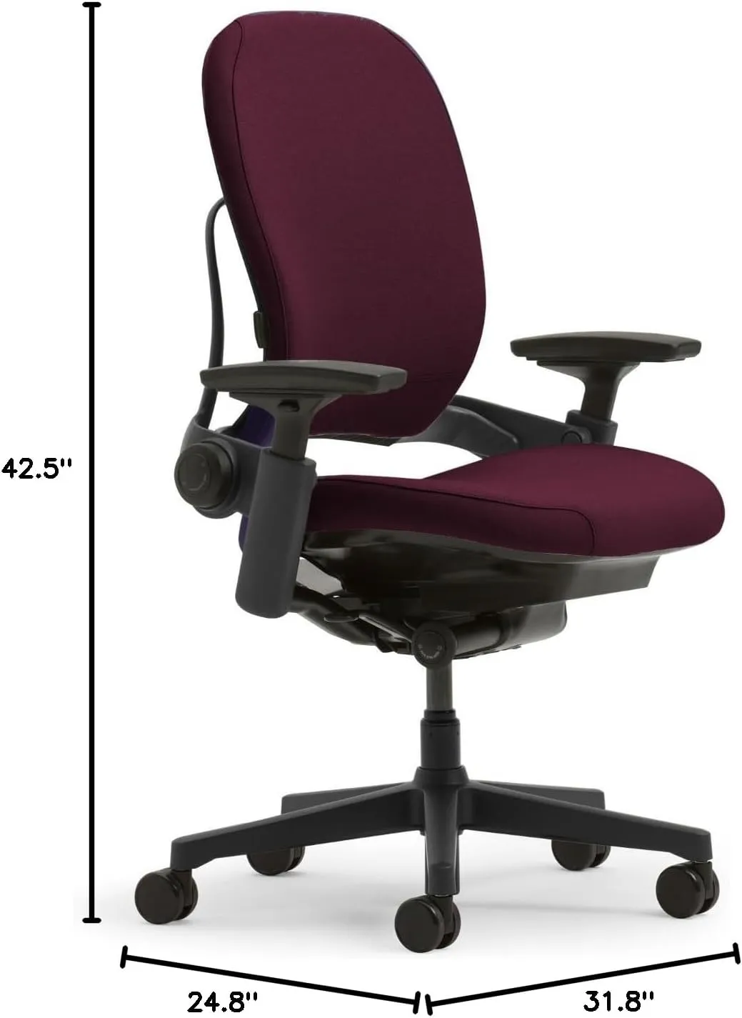 Steelcase Leap Plus Task Chair: Fully Adjustable - Live Back Technology - Natural Glide System - Thermal Comfort - Firmness Control - Adjustable Arms/Seat Depth - Burgundy