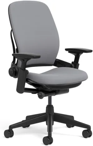 Steelcase Leap Task Chair: Black Base - 4D Adjustable Arms - No Headrest - 5" Cylinder Seat Height
