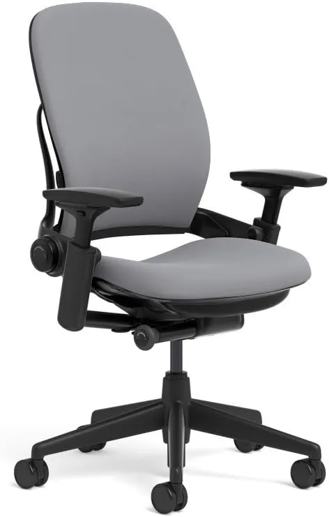 Steelcase Leap Task Chair: Black Base - 4D Adjustable Arms - No Headrest - 5" Cylinder Seat Height