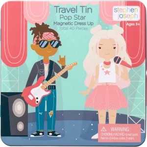 Stephen Joseph, Magnetic Dress Up Dolls 40 PC Play Set – Screen-Free Pretend Play Magnetic Case, Ideal for Ages 3  – Travel Game for Kids, Magnetic On The Go Activity Set, Pop Star