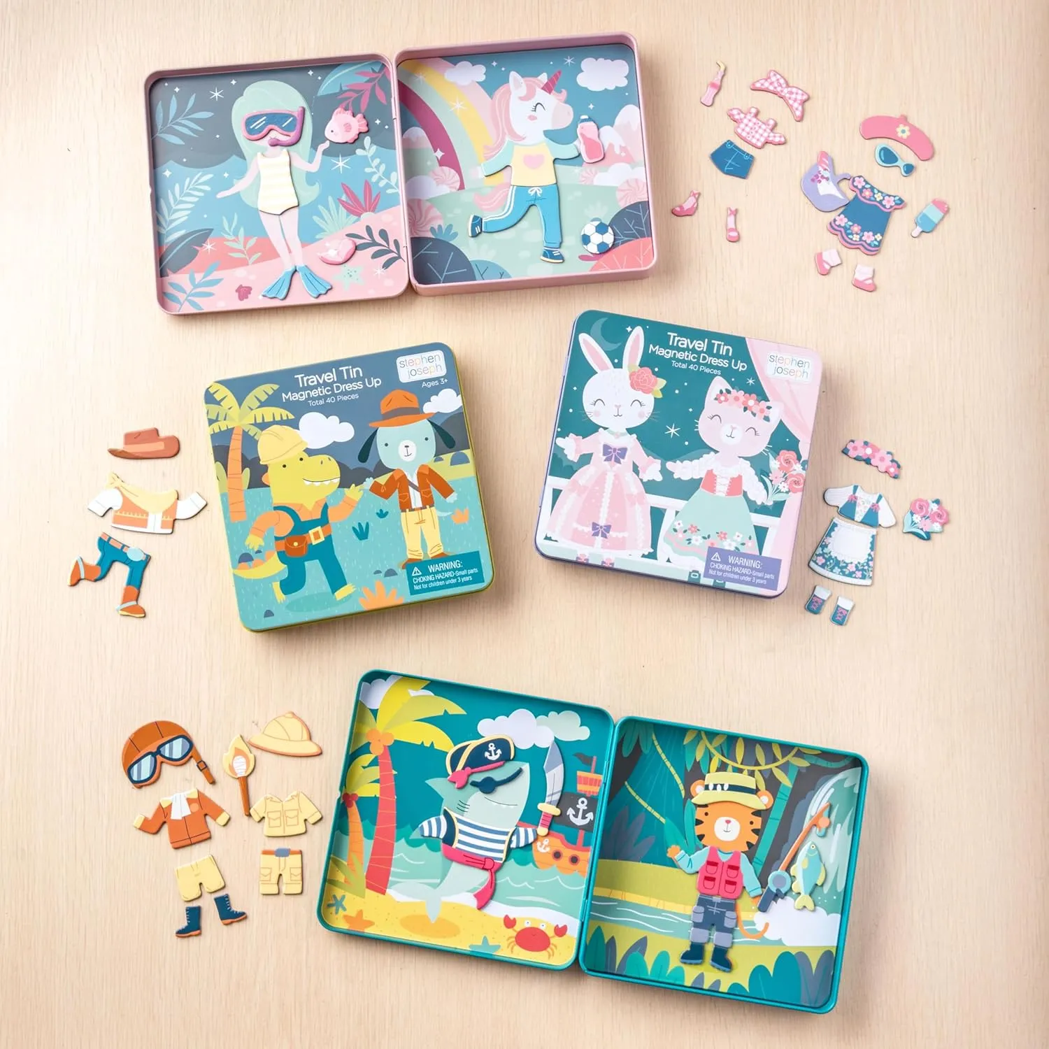 Stephen Joseph, Magnetic Dress Up Dolls 40 PC Play Set – Screen-Free Pretend Play Magnetic Case, Ideal for Ages 3  – Travel Game for Kids, Magnetic On The Go Activity Set, Pop Star