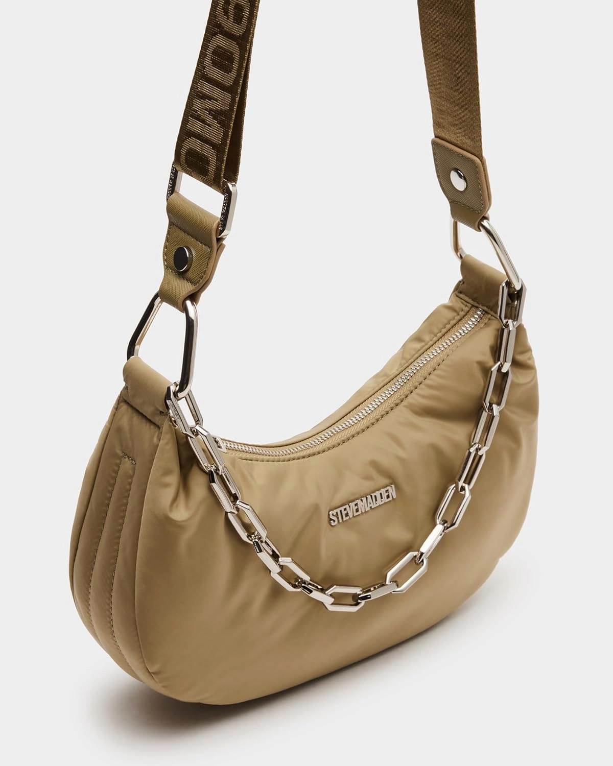 Steve Madden Zoeyy-n Nylon Moon Shape Bag with Chain