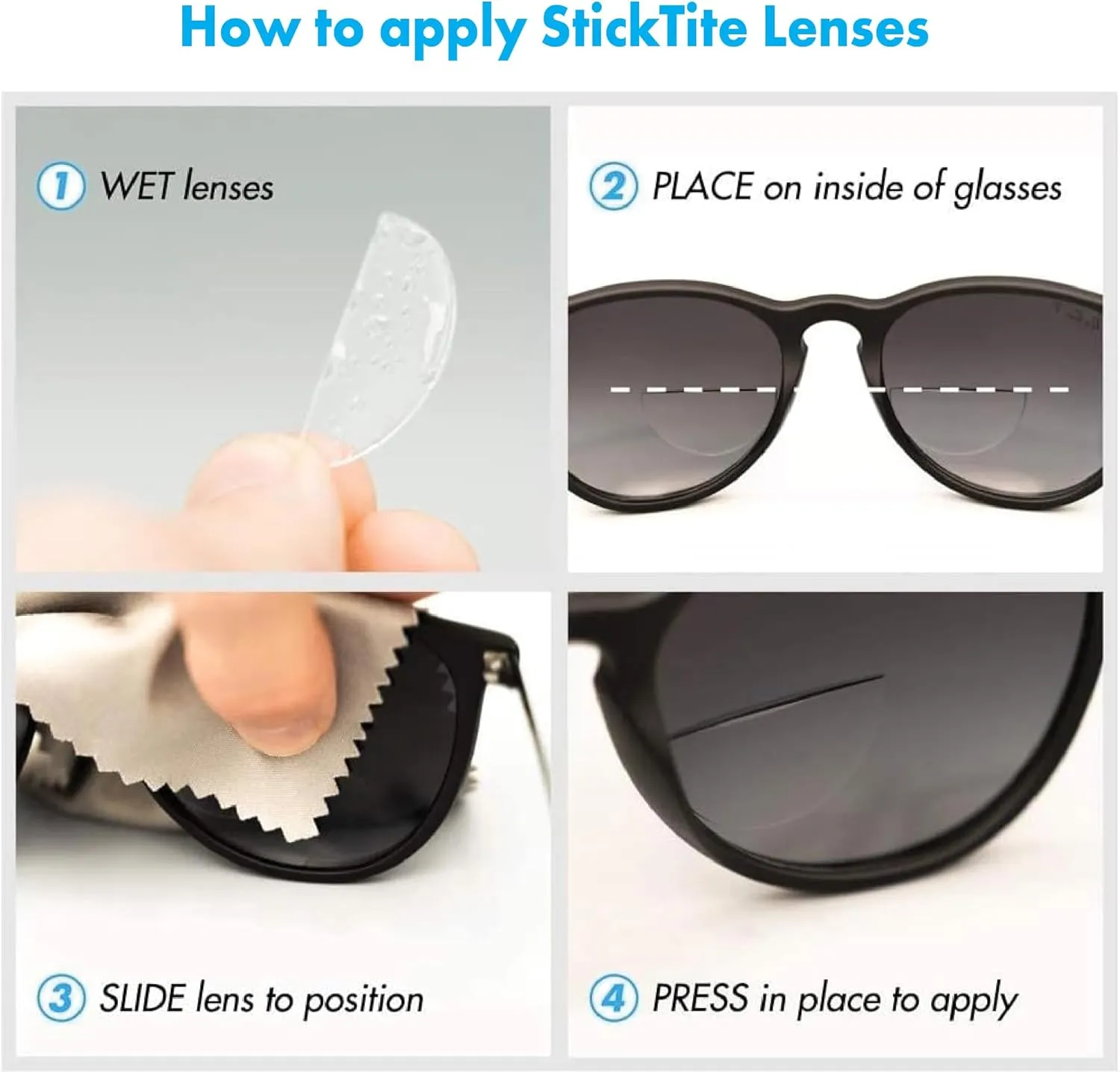 STICKTITE LENS Medium 32 mm - Stick-on bifocal lenses - Instantly convert sunglasses into magnified, bifocal sunglasses.