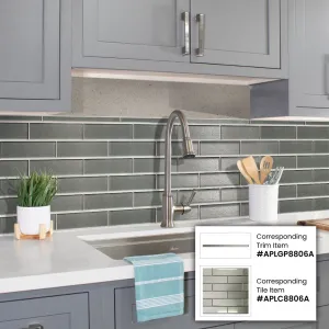 Stone Gray 0.5x12 Glossy Glass Pencil Tile Trim (10 pack, 0.5 sq ft/case) - Sample