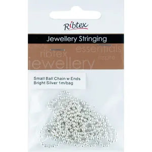 STRING CHAIN BALL ENDS BRIGHT SILVER 1M