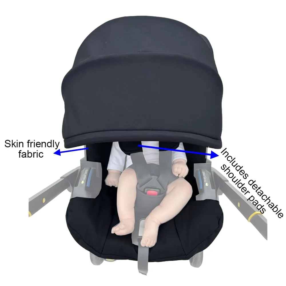 Stroller Accessory Washing Kit Textile Set, Colorful Canopy & Water Resistance Soft Cushion Compatible with DOONA Strollers (Fashion Black)