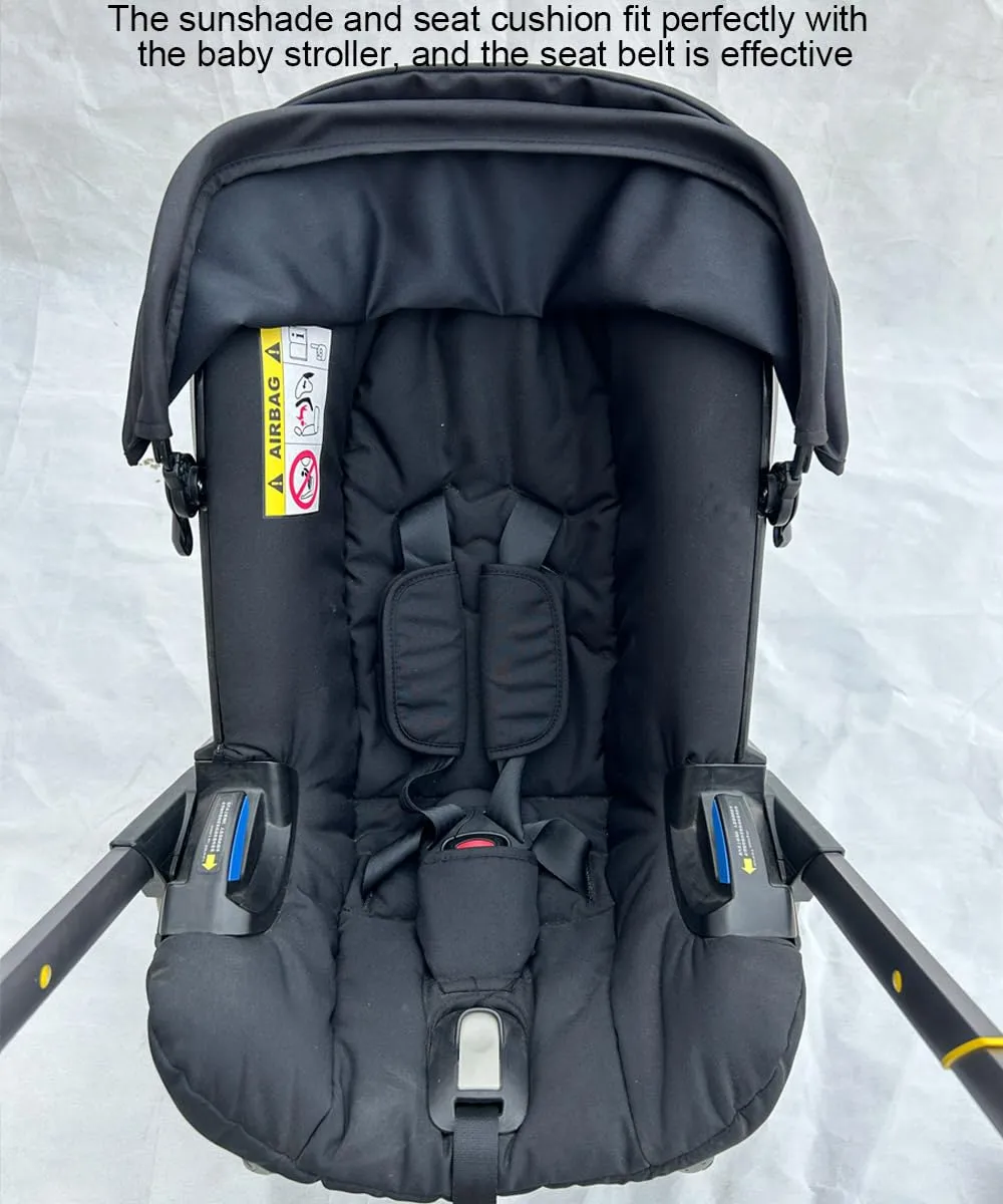Stroller Accessory Washing Kit Textile Set, Colorful Canopy & Water Resistance Soft Cushion Compatible with DOONA Strollers (Fashion Black)