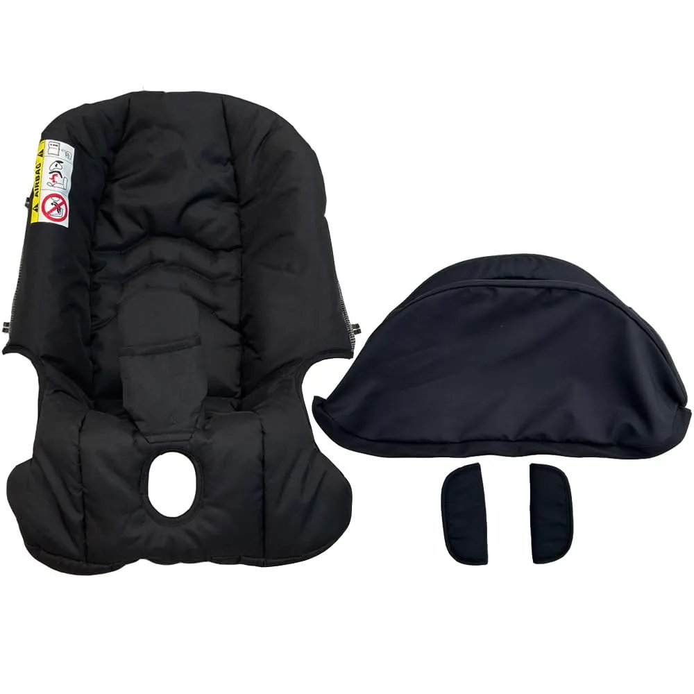Stroller Accessory Washing Kit Textile Set, Colorful Canopy & Water Resistance Soft Cushion Compatible with DOONA Strollers (Fashion Black)