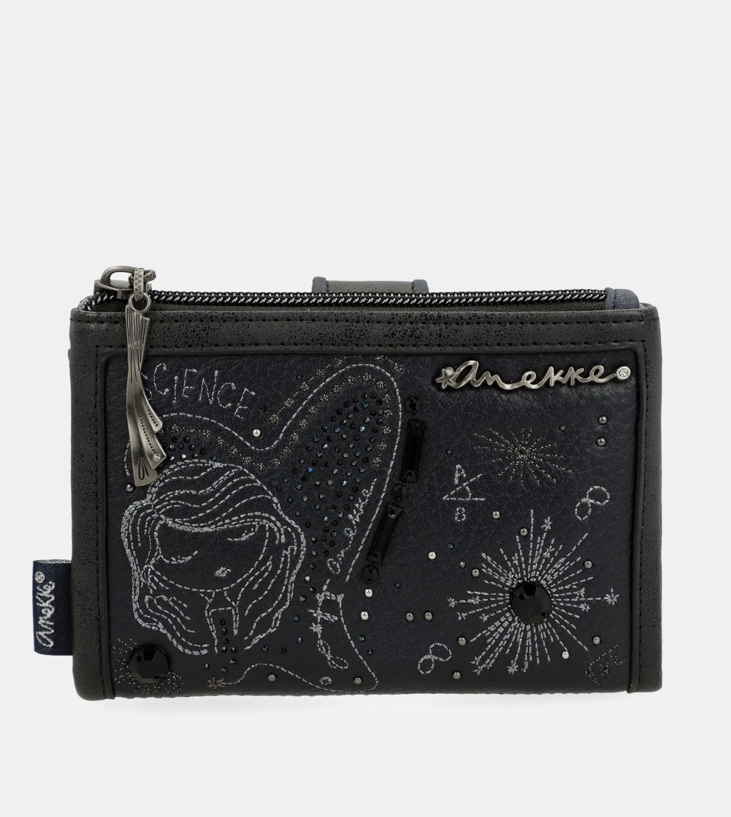 Studio navy blue flexible medium RFID wallet