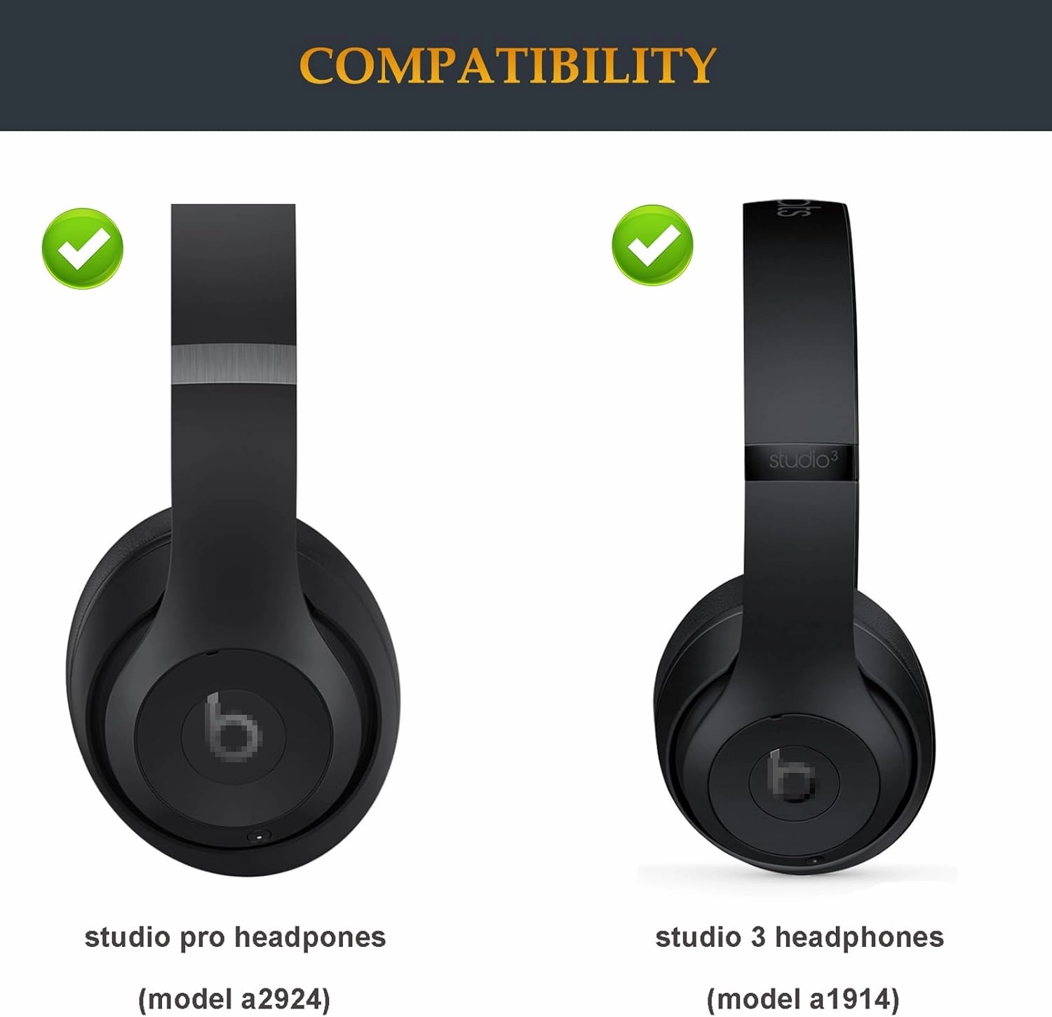 Studio Pro Headband Replacement Parts OEM Quality Arch Band Repair Kit Compatible with Beats by Dre Studio Pro/A2924 Studio3/A1914 Wireless Headphones (Black)