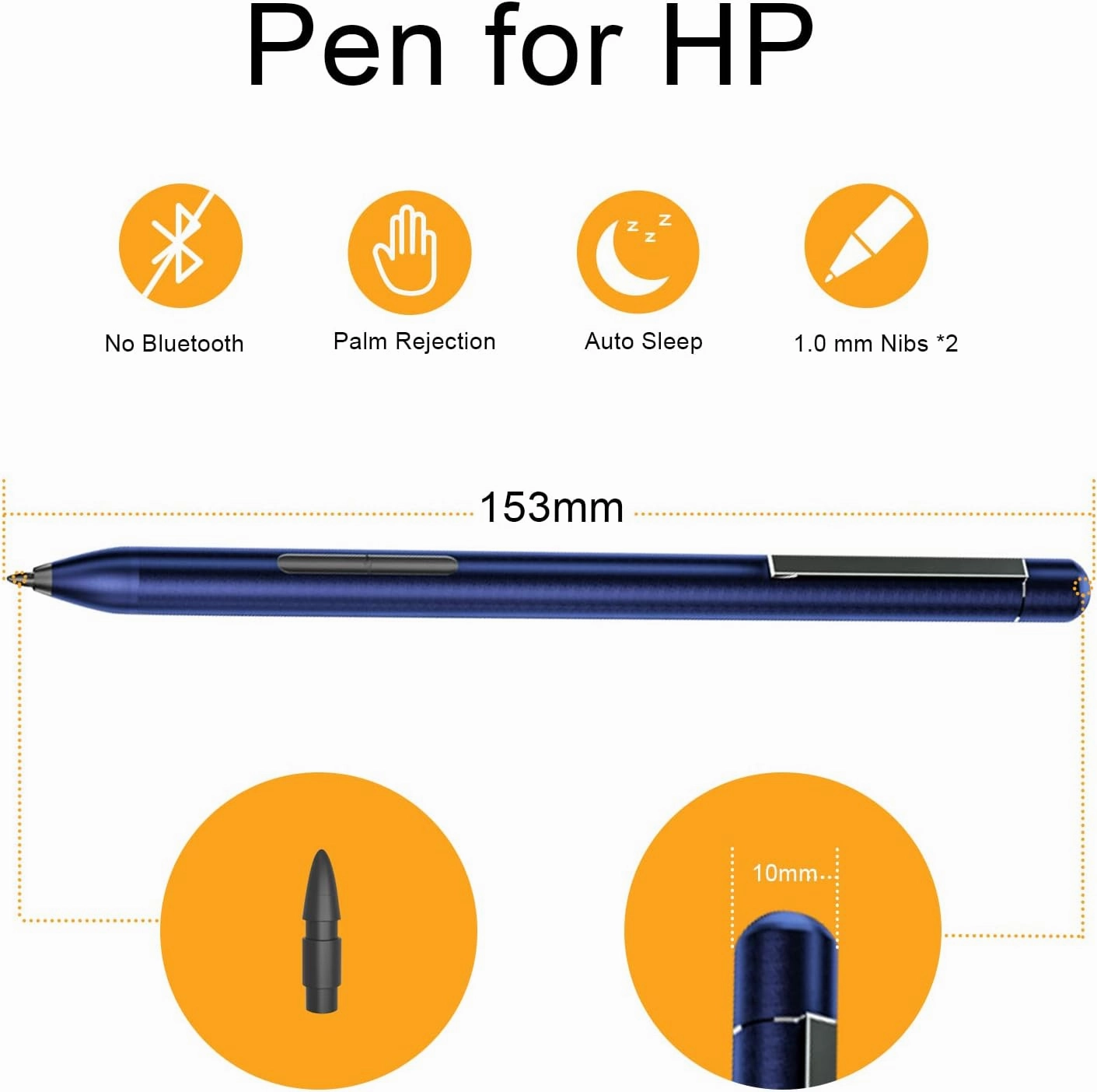 Stylus Pen for HP with 1024 Pressure Sensitivity & 2500hr Battery Life - Digital Pen for HP Envy x360/Spectre/Pavilion 2-in-1 Laptops - Windows 11/Chrome OS Palm Rejection Technology