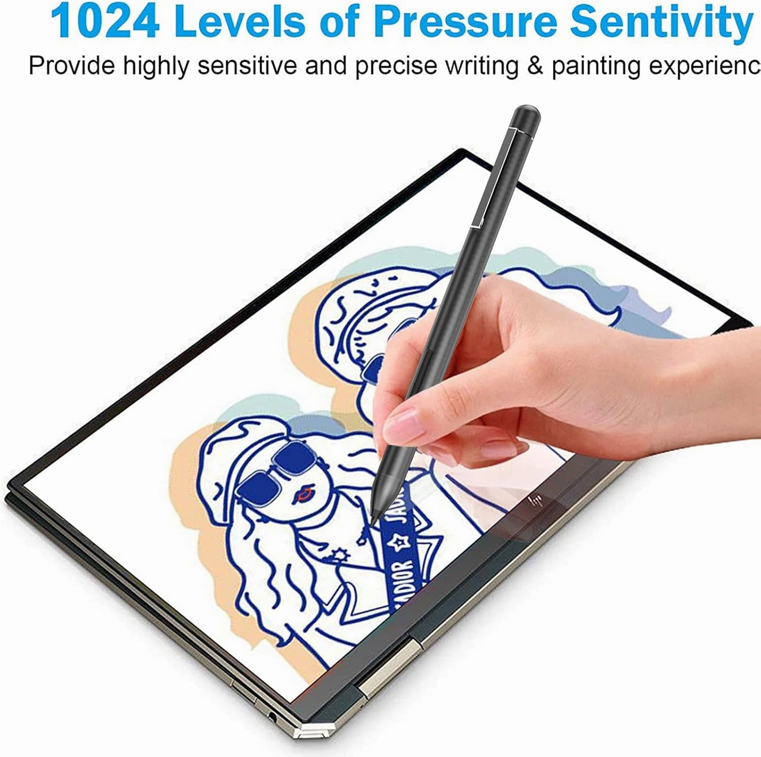 Stylus Pen for HP with 1024 Pressure Sensitivity & 2500hr Battery Life - Digital Pen for HP Envy x360/Spectre/Pavilion 2-in-1 Laptops - Windows 11/Chrome OS Palm Rejection Technology