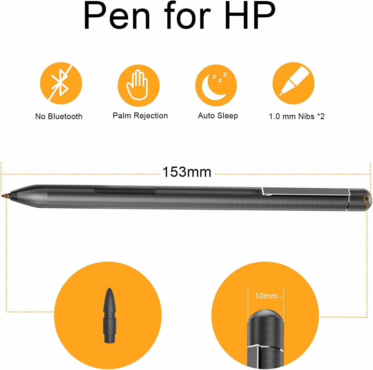 Stylus Pen for HP with 1024 Pressure Sensitivity & 2500hr Battery Life - Digital Pen for HP Envy x360/Spectre/Pavilion 2-in-1 Laptops - Windows 11/Chrome OS Palm Rejection Technology
