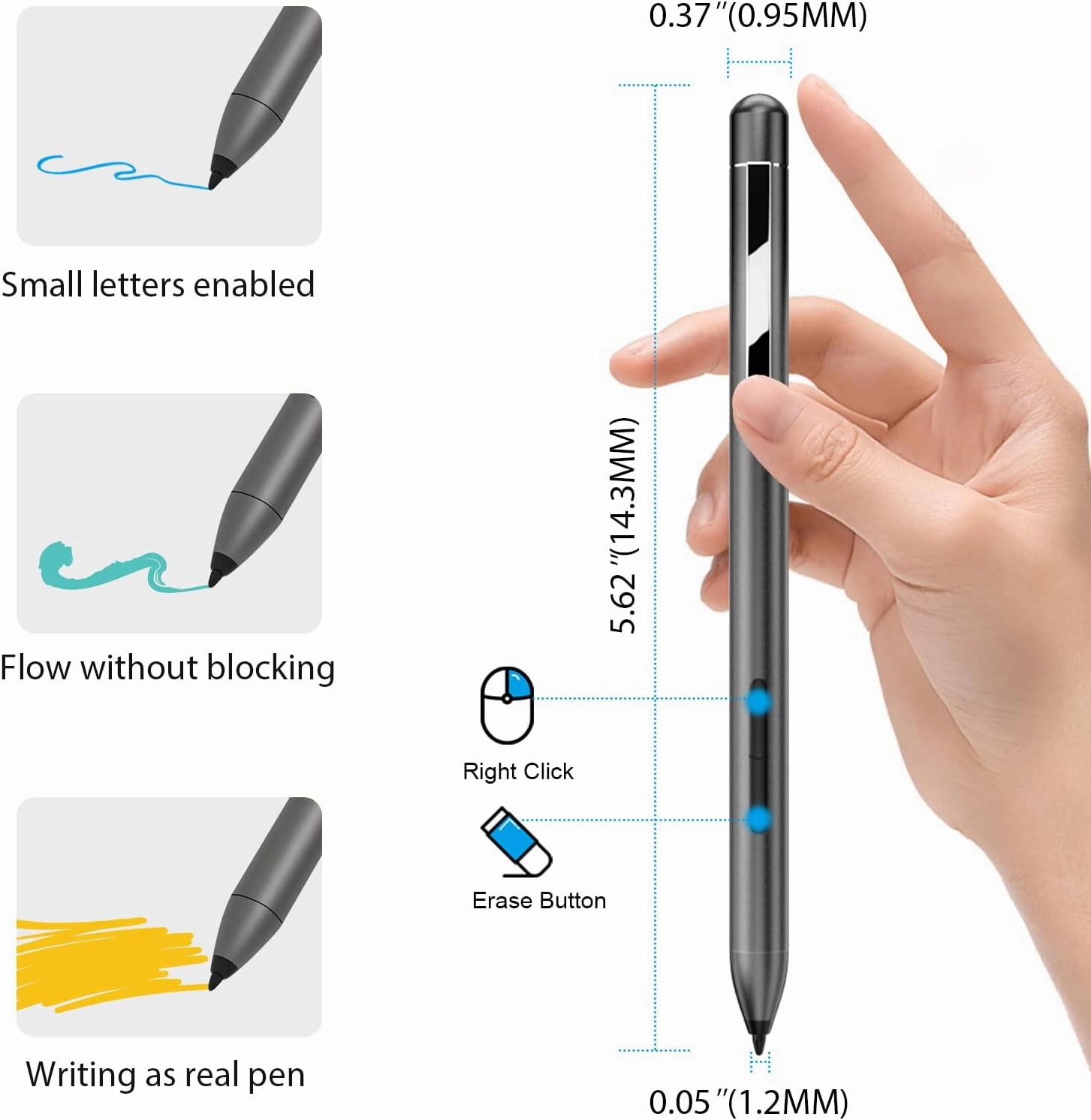 Stylus Pen for HP with 1024 Pressure Sensitivity & 2500hr Battery Life - Digital Pen for HP Envy x360/Spectre/Pavilion 2-in-1 Laptops - Windows 11/Chrome OS Palm Rejection Technology