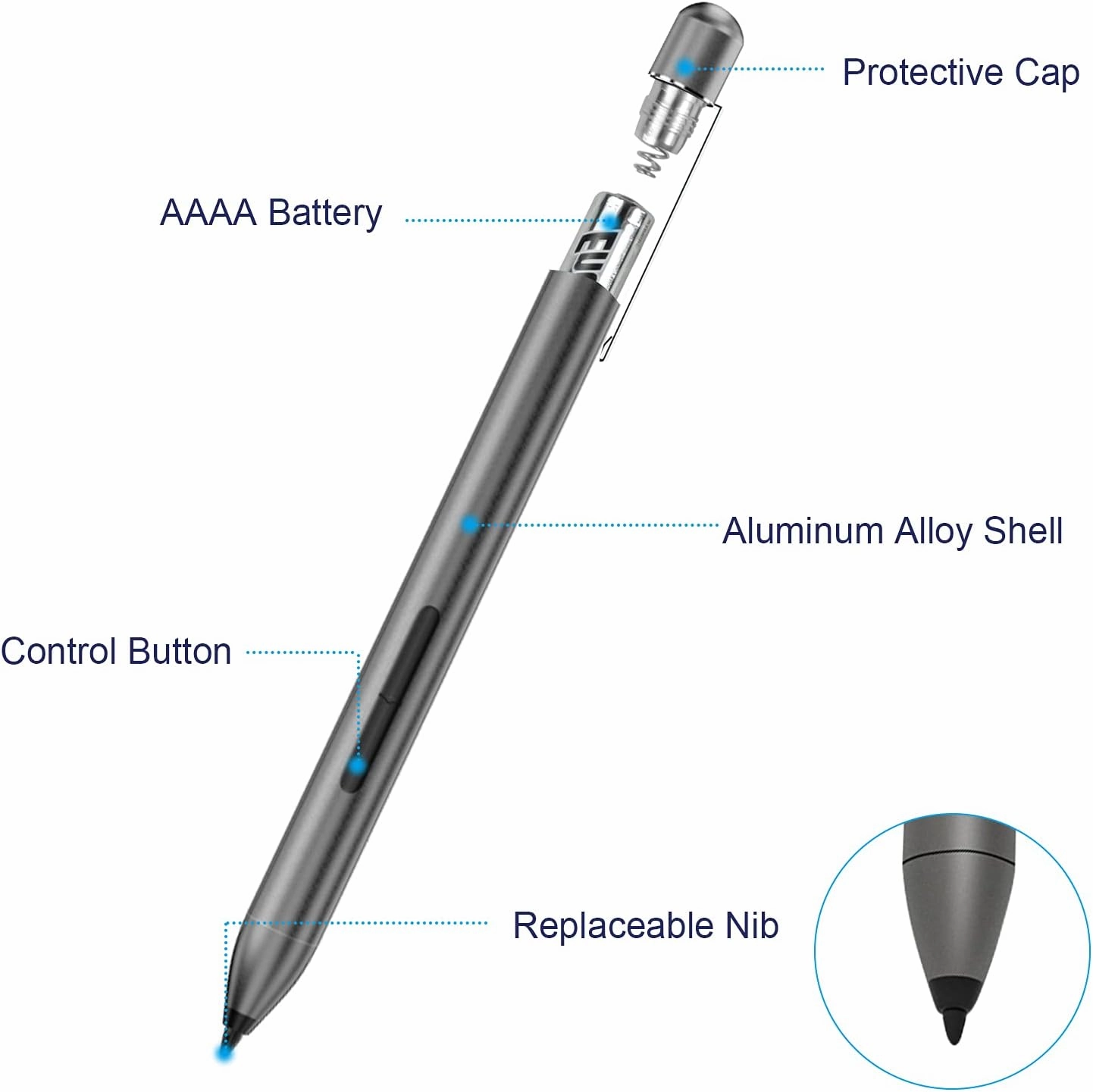 Stylus Pen for HP with 1024 Pressure Sensitivity & 2500hr Battery Life - Digital Pen for HP Envy x360/Spectre/Pavilion 2-in-1 Laptops - Windows 11/Chrome OS Palm Rejection Technology