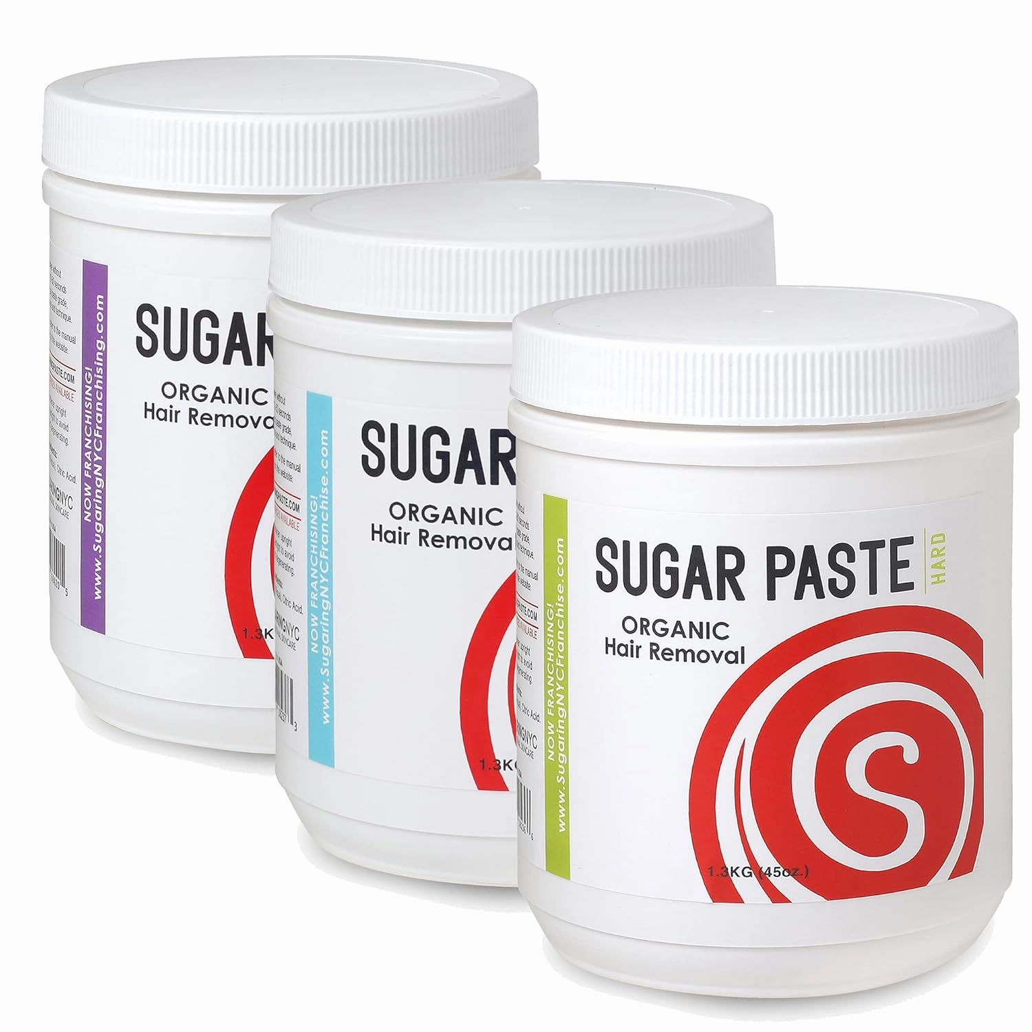 Sugaring Hair Removal Kit - Soft, Medium, Hard Paste Trio Pack - Beginer Set for Sugaring Business