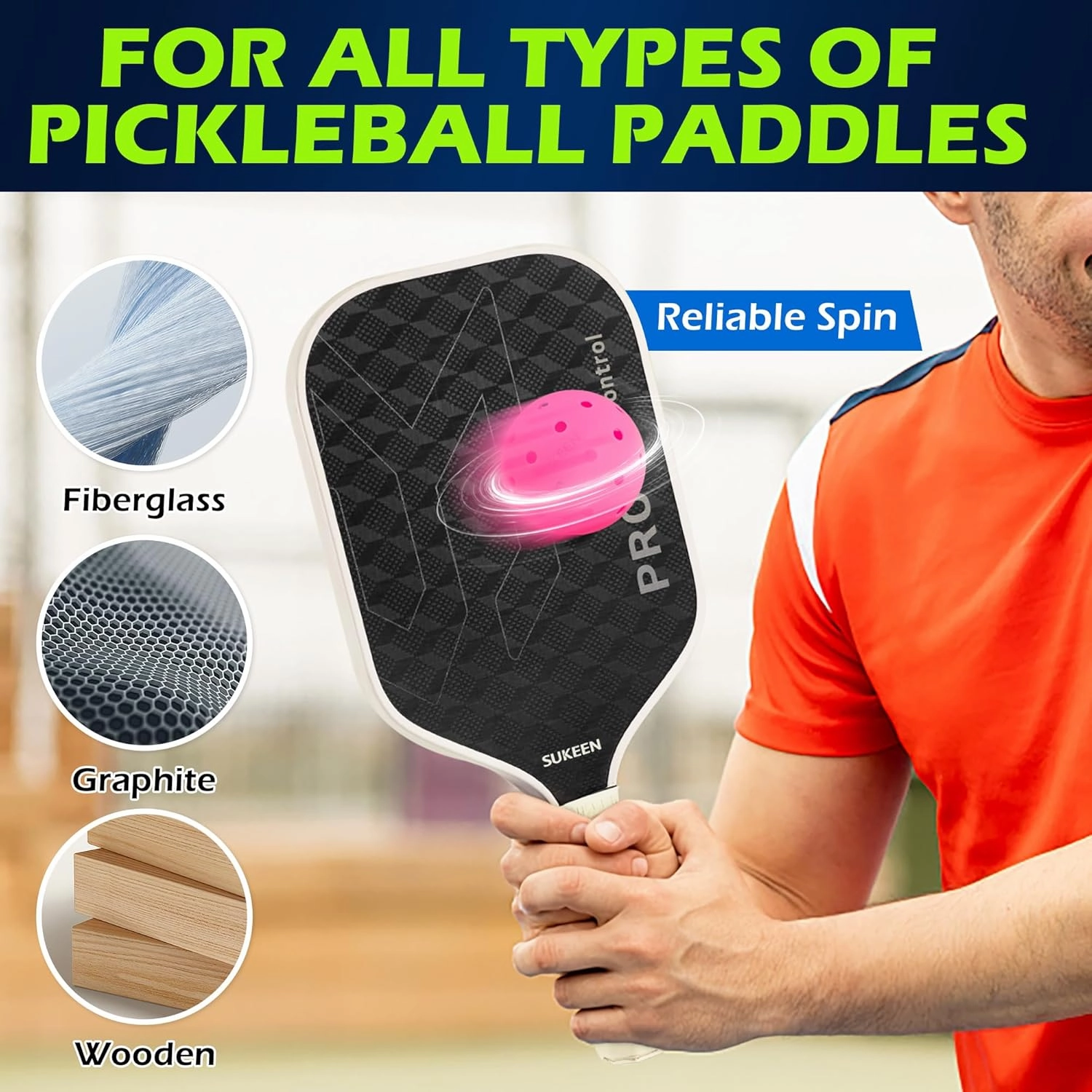 Sukeen Outdoor Pickleball Balls 40 Holes, High Bounce True Flight Pickleball Ball, High Visibility Outdoor Pickleballs, High Elasticity Pickle Balls with Mesh Bag