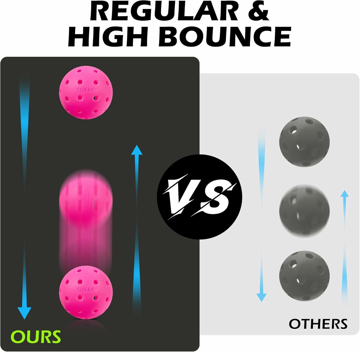Sukeen Outdoor Pickleball Balls 40 Holes, High Bounce True Flight Pickleball Ball, High Visibility Outdoor Pickleballs, High Elasticity Pickle Balls with Mesh Bag