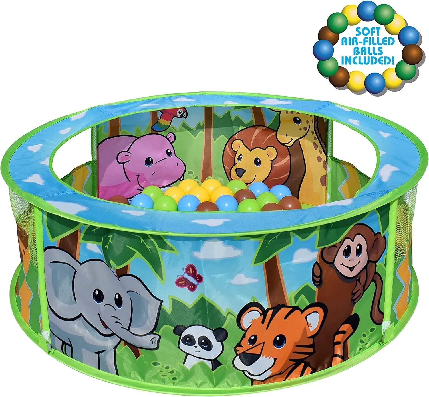 Sunny Days Entertainment Zoo Adventure Ball Pit with Play Balls – Indoor Pop Up Play Tent for Toddlers and Kids | Colorful Balls Included | Amazon Exclusive