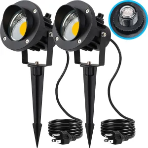 SUNVIE Outdoor LED Spotlight with Dusk to Dawn Photocell Light Sensor 20W Landscape Lights 120V AC 3000K Warm White Waterproof Landscape Spotlights for Yard Tree Flag Garden Decor 6 FT Cord(2 Pack)