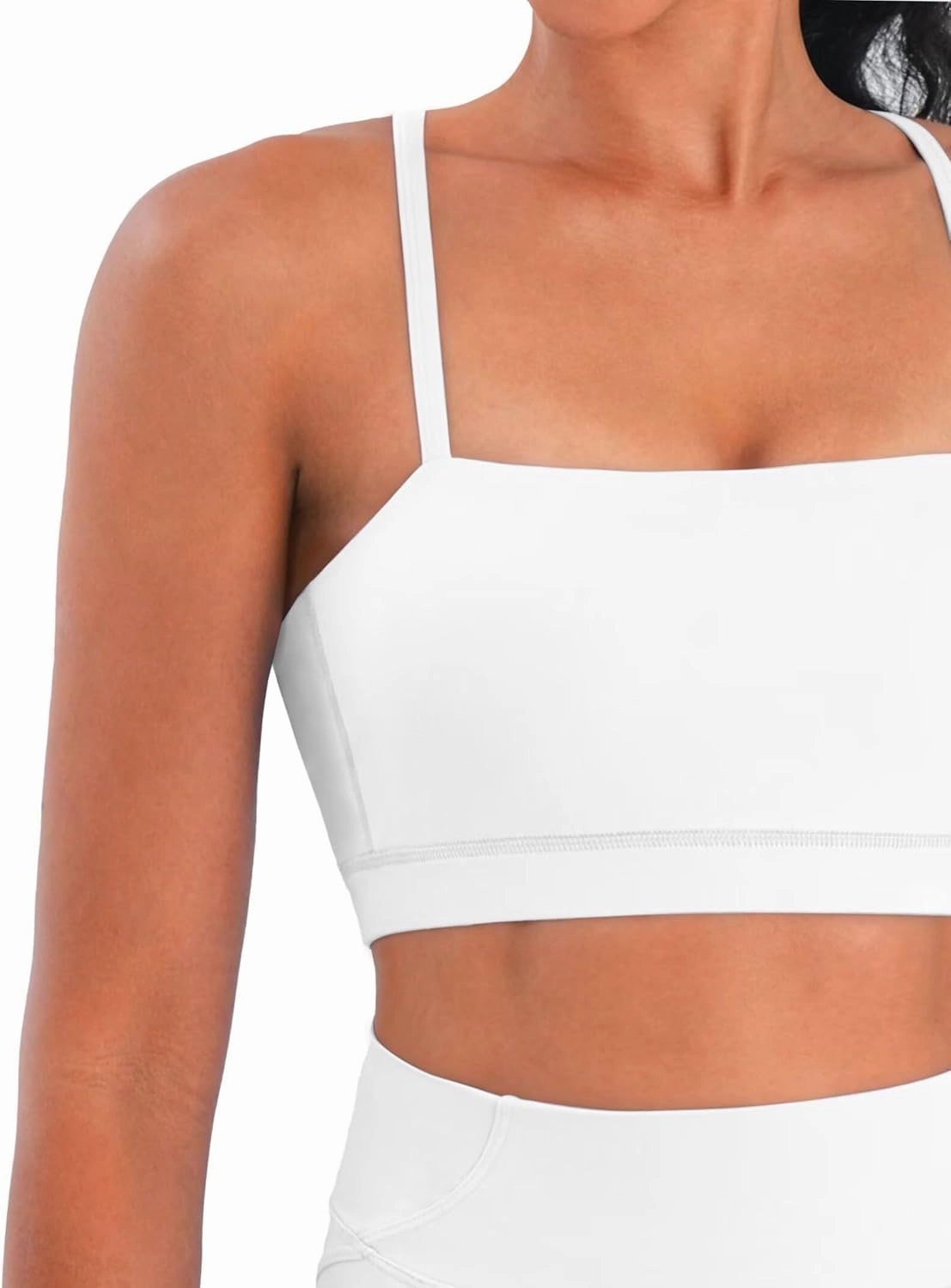 Sunzel Womens Sports Bra Buttery Soft Adjustable Straps Padded Yoga Bra Scoop Neck Wireless Bra Crop Top for Workout Gym