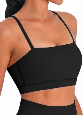 Sunzel Womens Sports Bra Buttery Soft Adjustable Straps Padded Yoga Bra Scoop Neck Wireless Bra Crop Top for Workout Gym