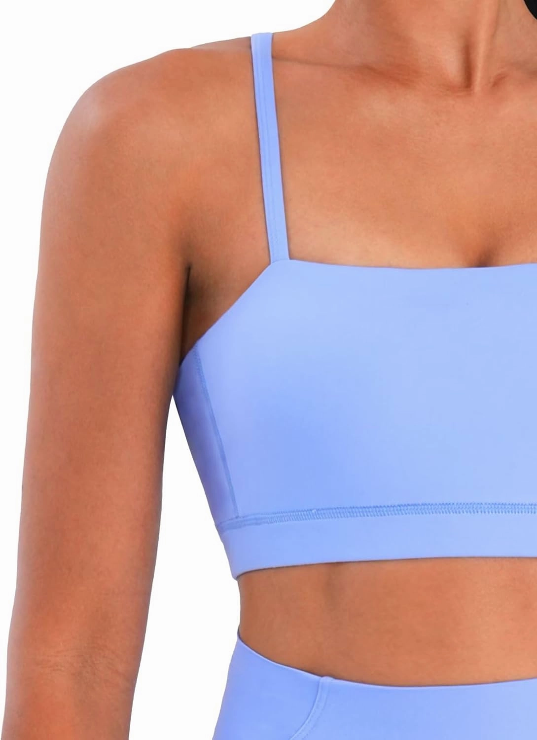 Sunzel Womens Sports Bra Buttery Soft Adjustable Straps Padded Yoga Bra Scoop Neck Wireless Bra Crop Top for Workout Gym