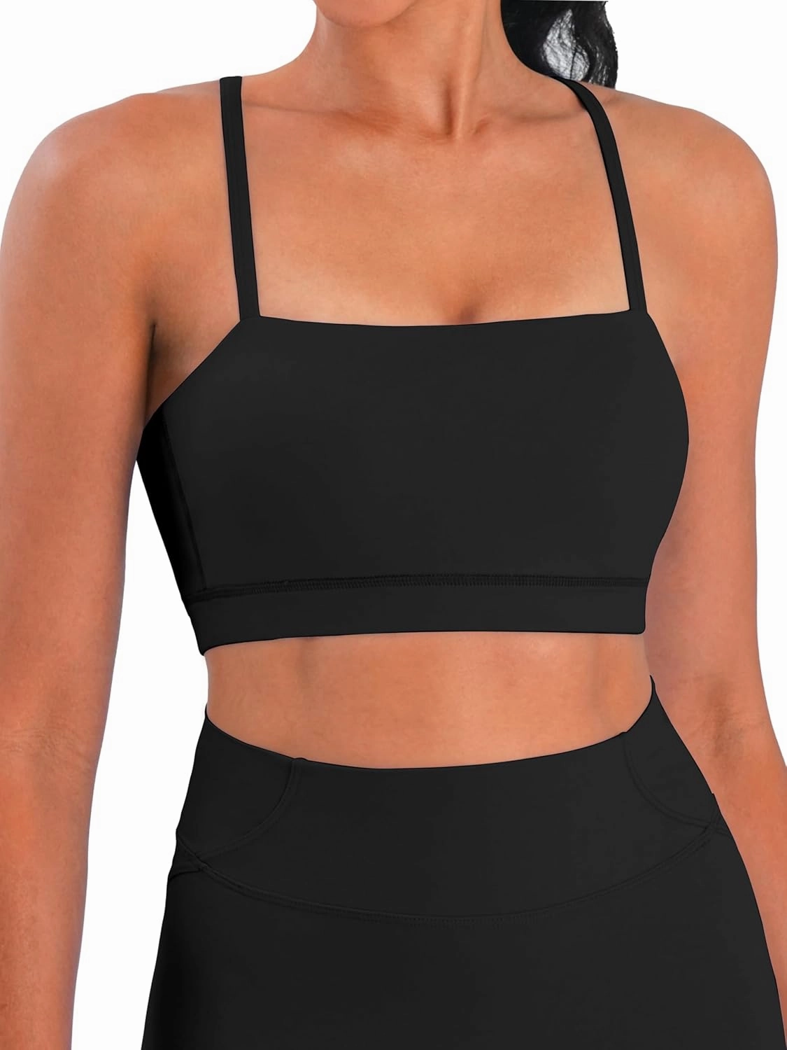 Sunzel Womens Sports Bra Buttery Soft Adjustable Straps Padded Yoga Bra Scoop Neck Wireless Bra Crop Top for Workout Gym