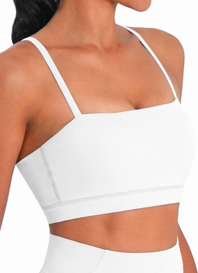 Sunzel Womens Sports Bra Buttery Soft Adjustable Straps Padded Yoga Bra Scoop Neck Wireless Bra Crop Top for Workout Gym