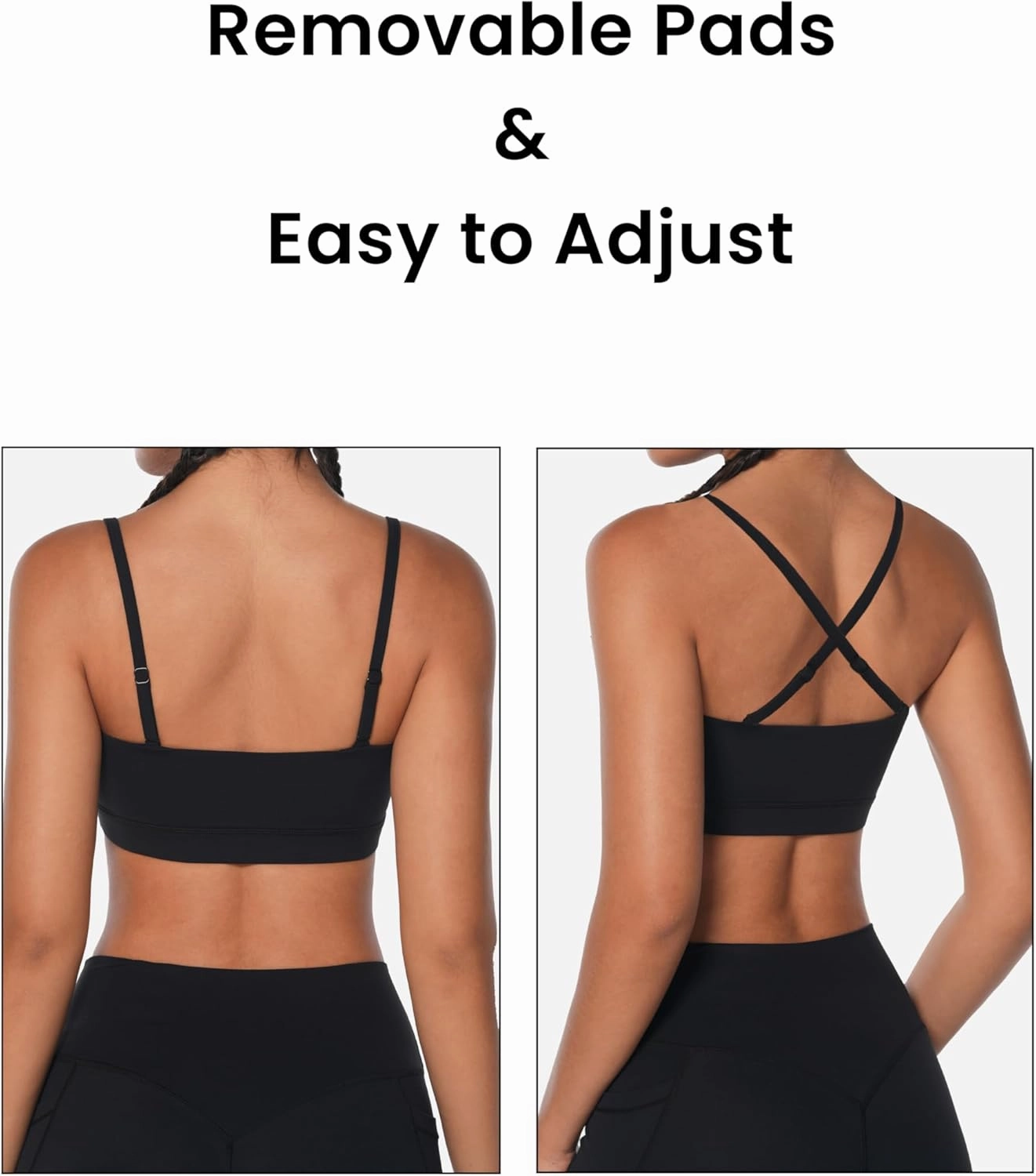 Sunzel Womens Sports Bra Buttery Soft Adjustable Straps Padded Yoga Bra Scoop Neck Wireless Bra Crop Top for Workout Gym