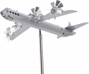 Superfortress Wind Spinner, Airplane Wind Sculpture Spinner Windmills Stainless Steel Aircraft Windmill for Garden Yard Patio Outdoor Decoration
