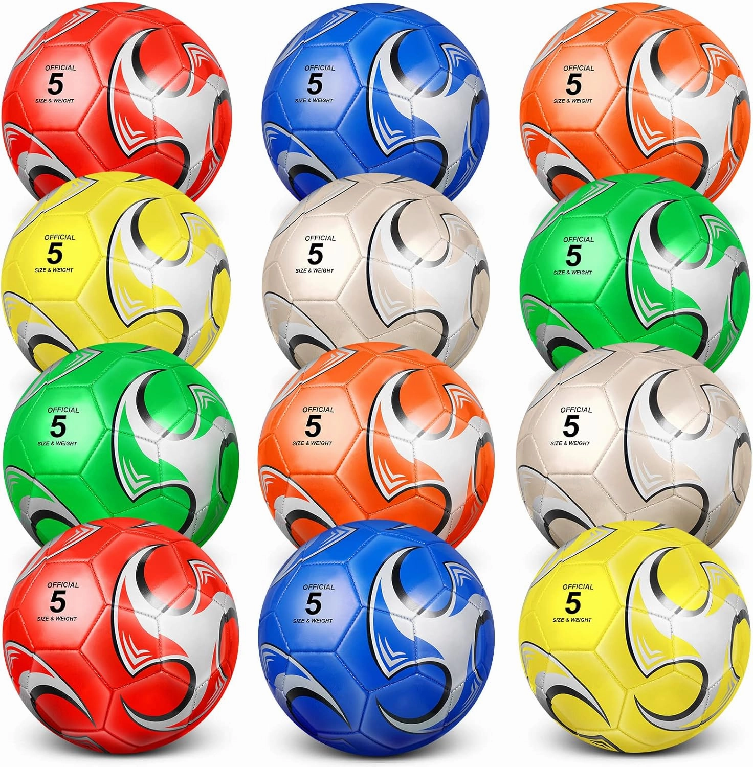 Supervitae 12 Pack Soccer Balls for Teen Adult Bulk Deflated Soccer Balls with Pump Outdoor Indoor Training Practice for School Sports Game Birthday Gift Party Back to School