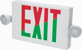 Sure-Lites APC Integrated LED Exit and Emergency Light Combo, Red and Green, White Finish