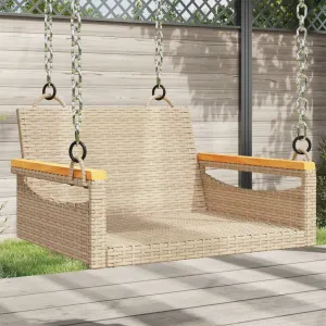 Swing Bench Beige 24.8"x24.4"x15.7" Poly Rattan