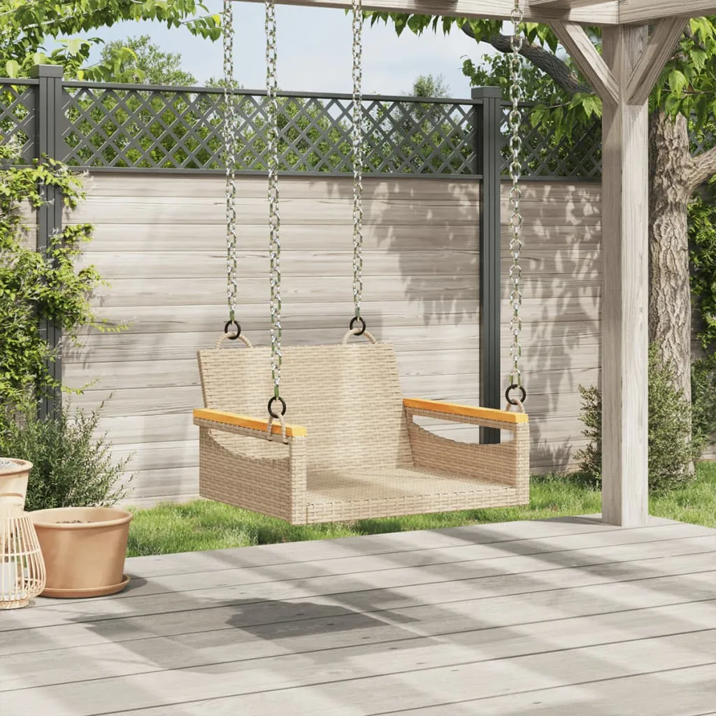 Swing Bench Beige 24.8"x24.4"x15.7" Poly Rattan