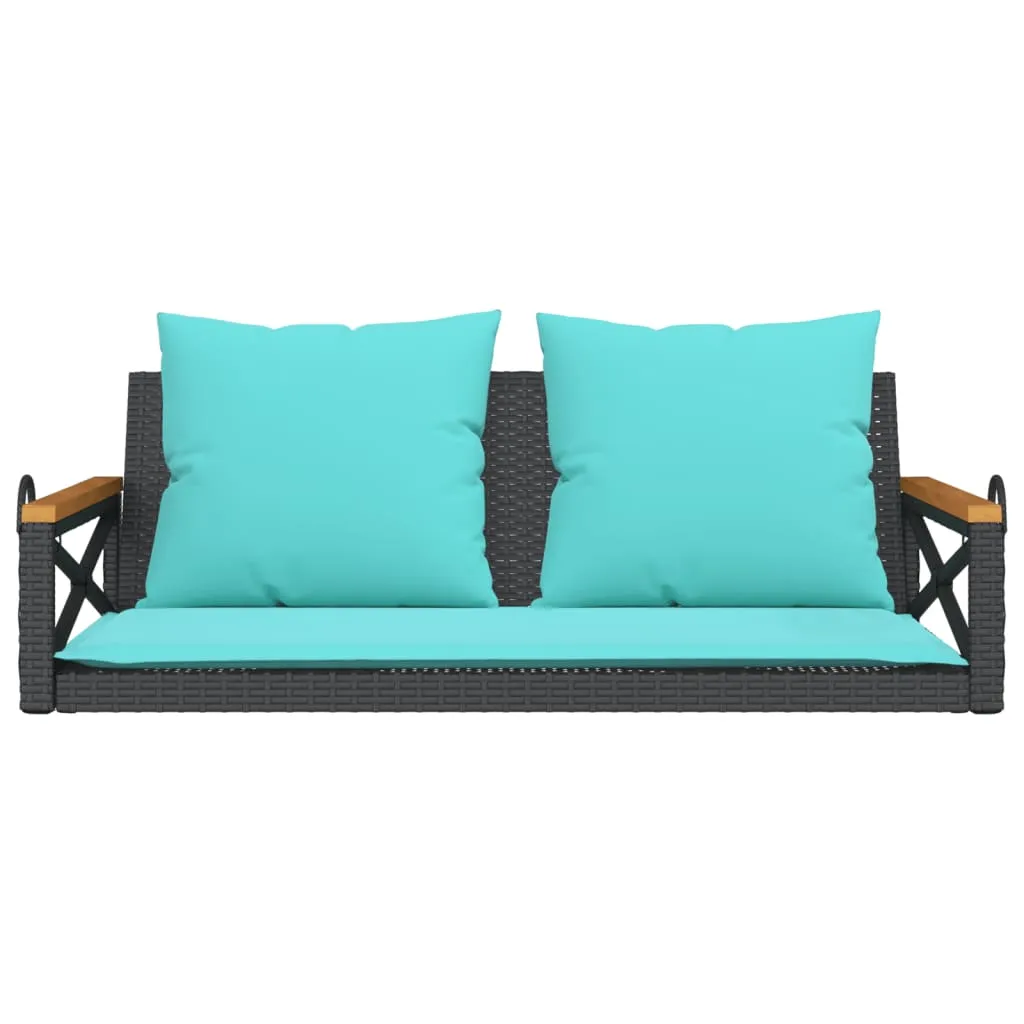 Swing Bench with Cushions Hammock Chair Poly Rattan Brown/Gray/Black