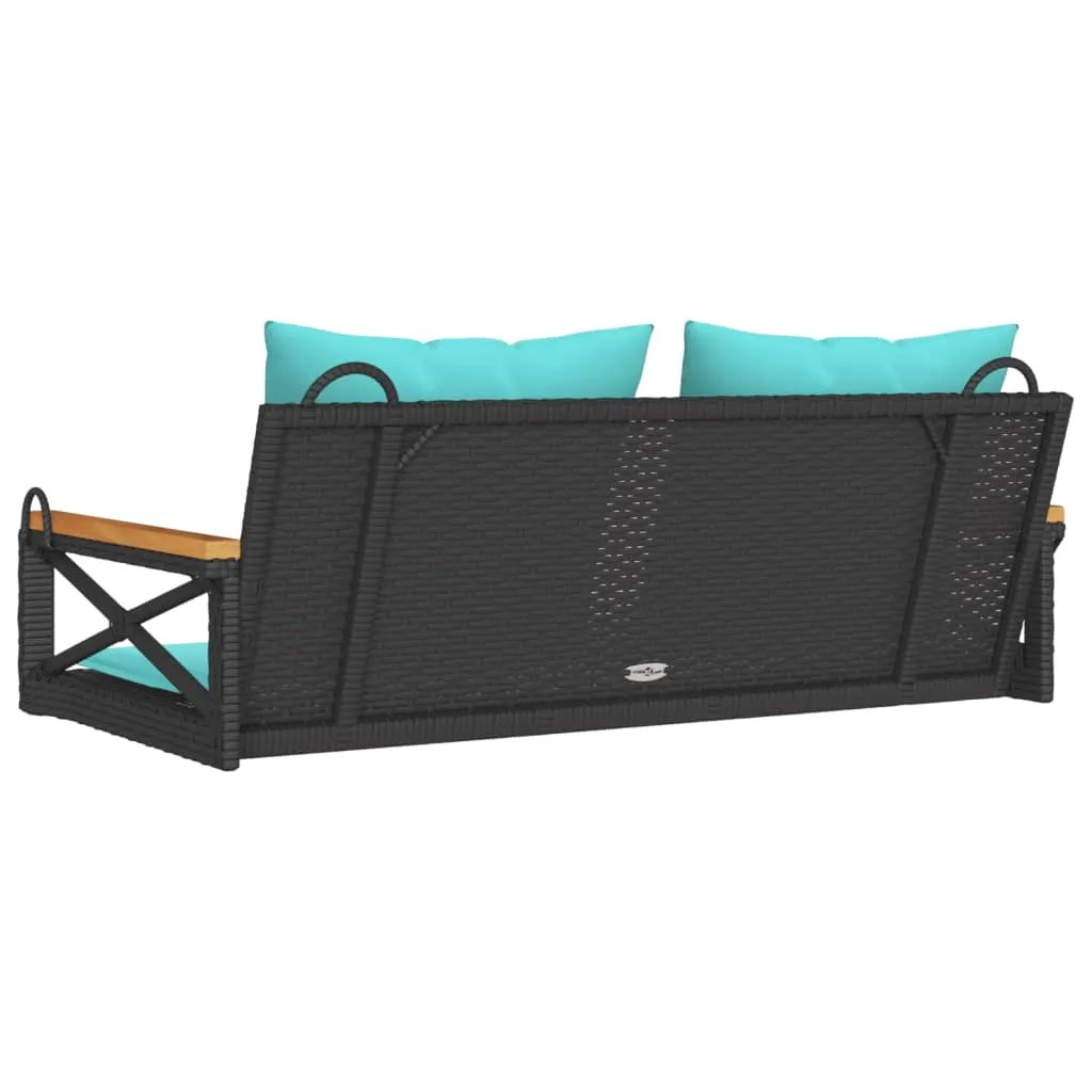 Swing Bench with Cushions Hammock Chair Poly Rattan Brown/Gray/Black