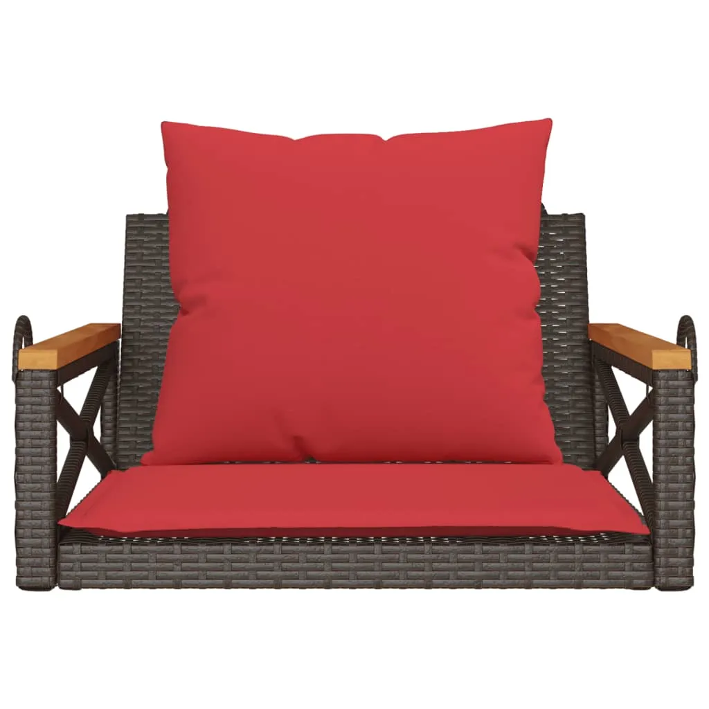 Swing Bench with Cushions Hammock Chair Poly Rattan Brown/Gray/Black