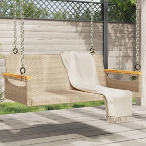 Swing Bench Beige 42.9"x24.4"x15.7" Poly Rattan