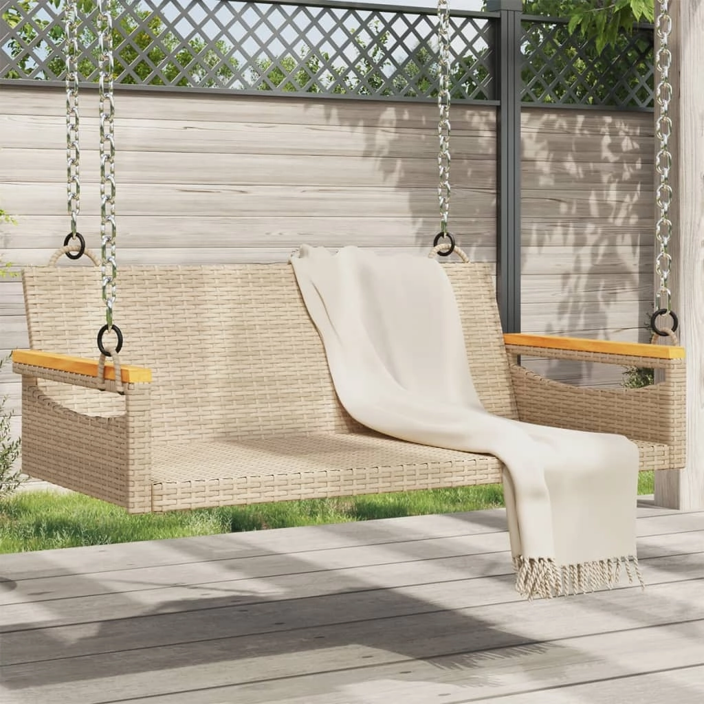 Swing Bench Beige 42.9"x24.4"x15.7" Poly Rattan