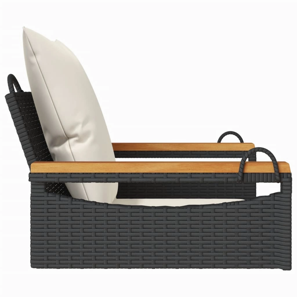 Swing Bench with Cushions Black 24.8"x24.4"x15.7" Poly Rattan