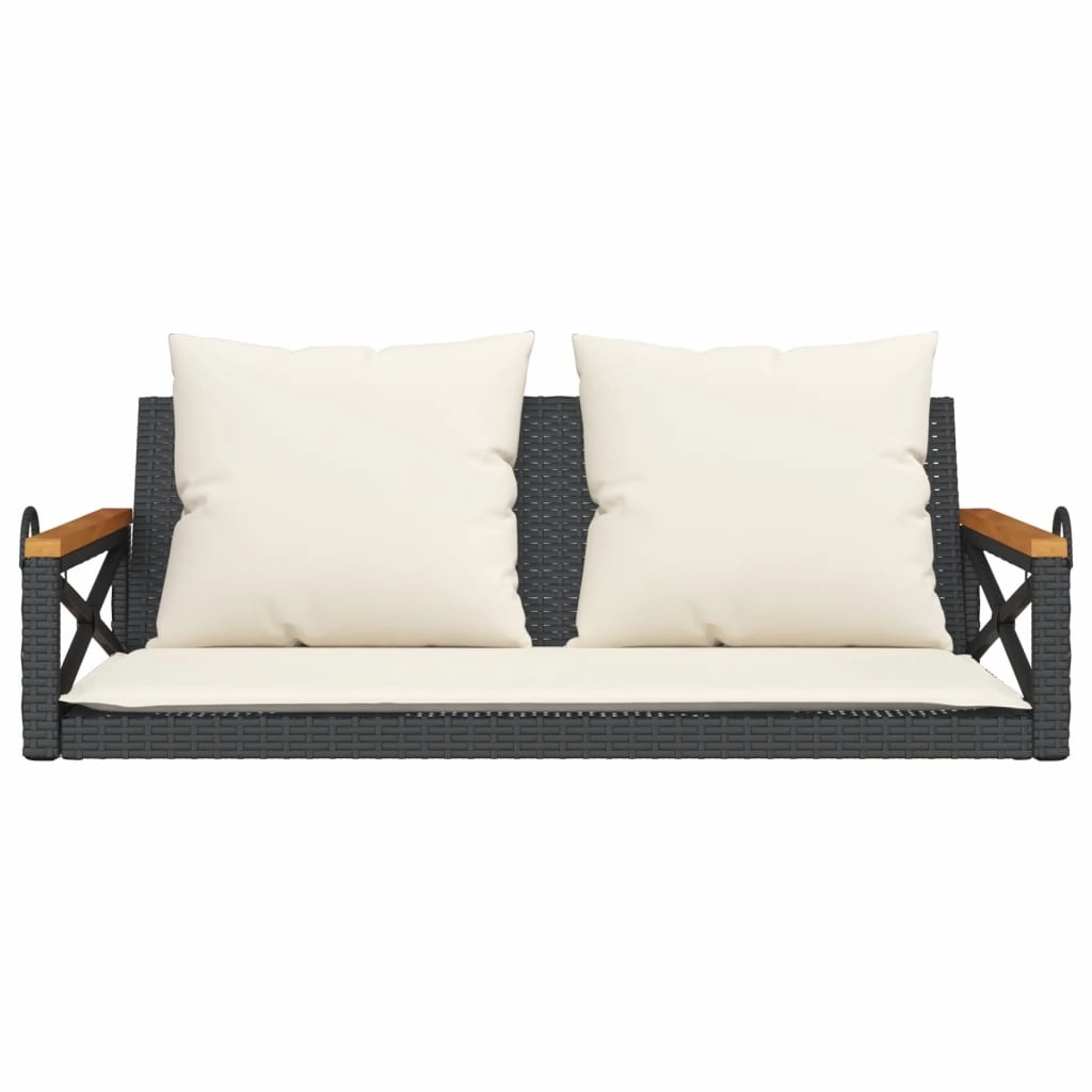 Swing Bench with Cushions Black 42.9"x24.4"x15.7" Poly Rattan