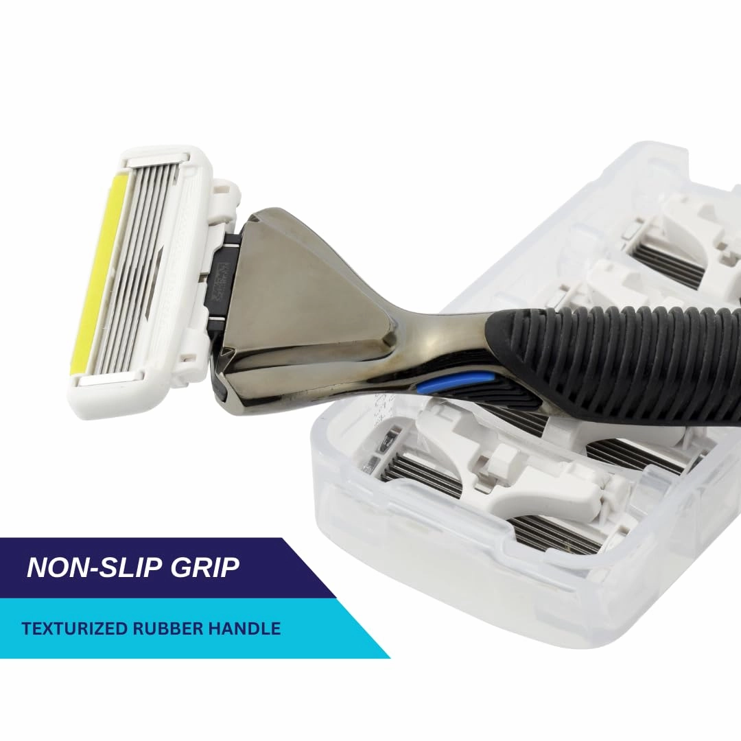 SWIPE Premium Men's 6-Blade Razor Kit (Flex Head Handle   12 Refills) (No Trimmer)