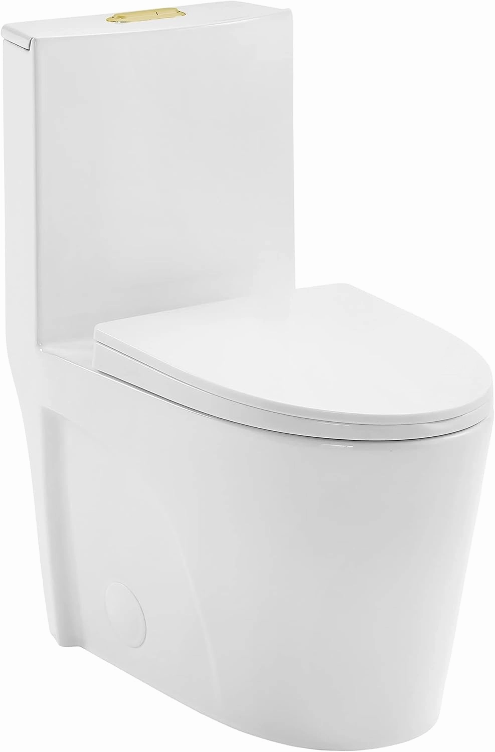 Swiss Madison St. Tropez SM-1T254MBHB One-Piece Elongated Toilet Vortex Dual-Flush 1.1/1.6 gpf with Comfort Chair Seat ADA Height in Matte Black with Gold Hardware